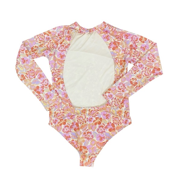 Rusty Surf Paddlesuit Long Sleeve Floral Open Back One-Piece Swimsuit Large - Picture 2 of 3
